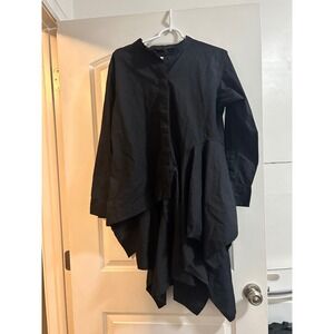 Moyuru Black Cotton Avant-Garde Asymmetrical Handkerchief Hem Tunic Top Size M